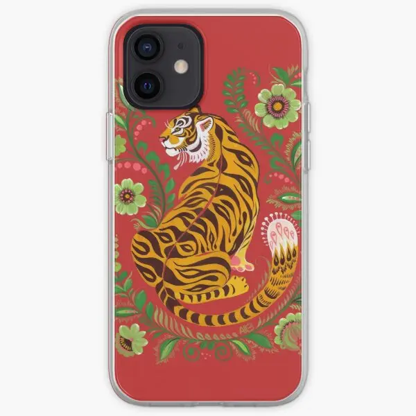 

Чехол для телефона с тигровым фольклорным рисунком для iPhone 11 12 13 Pro Max Mini X XS XR Max 5 5S SE 6 6S 7 8 Plus Модный чехол собака цветок