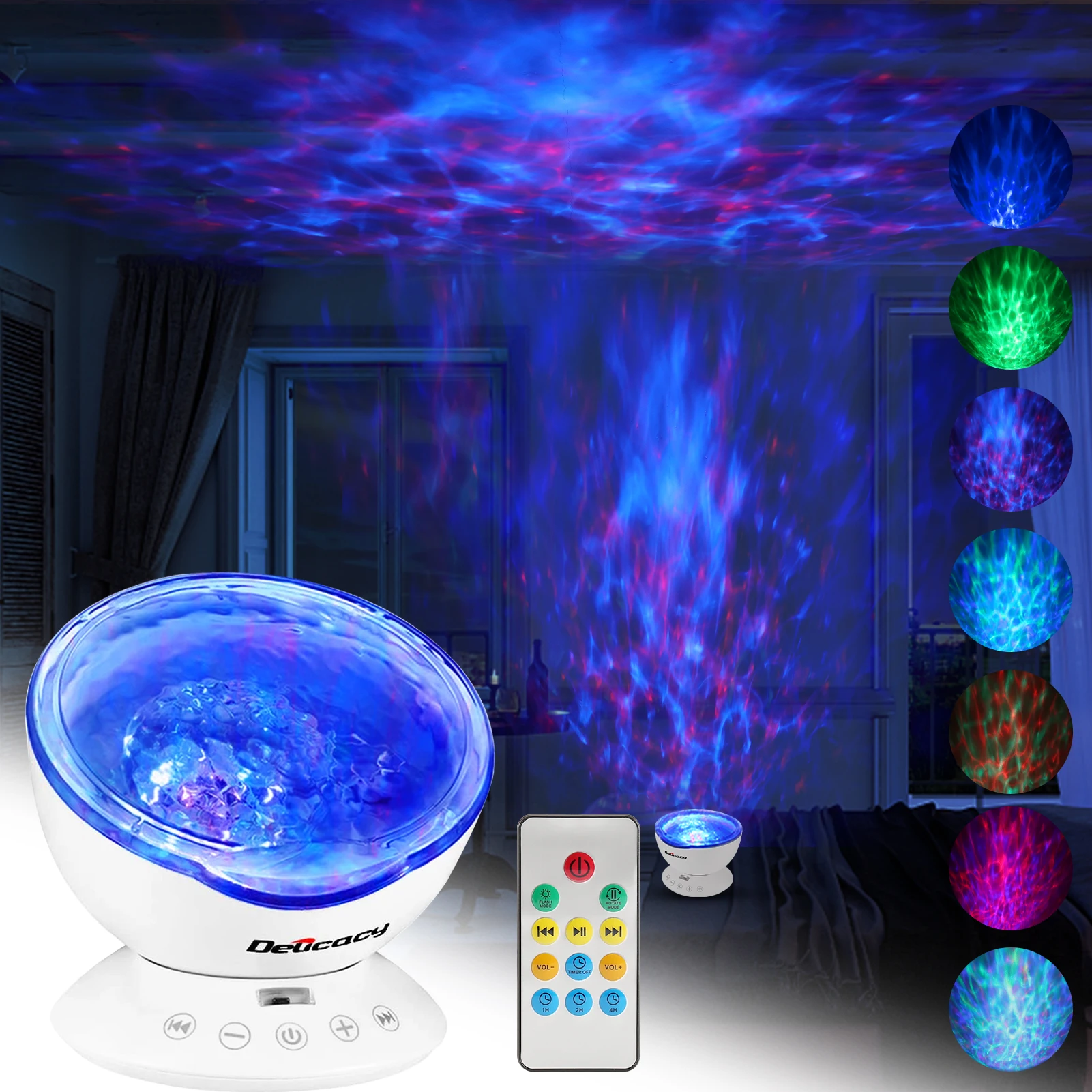 Проектор океанской волны Ночной светильник 12 Светодиодный дистанционное