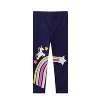 new fashion girls leggings pants with unicorn embroidery star applique cute skinny baby trousers pants for autumn