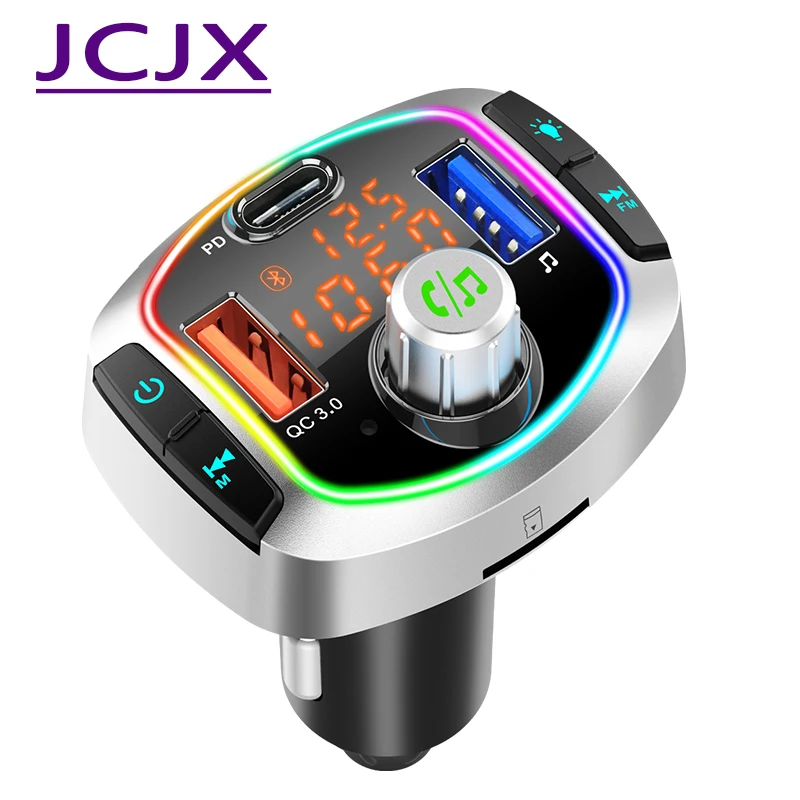 

LED Backlit Bluetooth FM Transmitter Car MP3 TF/U Disk Player Handsfree Car Kit Adapter Dual USB QC 3.0+PD Type C Fast Charger