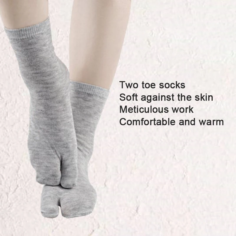 

2pair Japanese Style Tabi Toe Socks Cotton Men Women Bamboo Fiber Deodorant Breathable Separate Kimono Flip FlopTwo Fingers