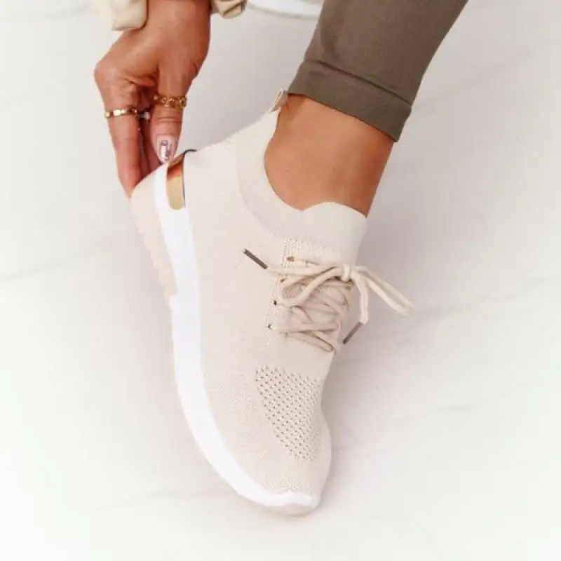 

New Women Sneakers Ladies Solid Color Vulcanized Shoes Lace-Up Round Toe Wedge Ladies Shoes Outdoor Casual Comfy Female Footwear