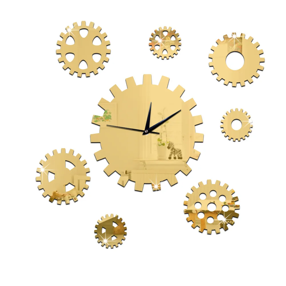 DIY Creative Large Wall Clock Sticker Gear Mirror Clocks Home Decor Silent Living Room Watch Duvar Saati Gift FZ845 | Дом и сад