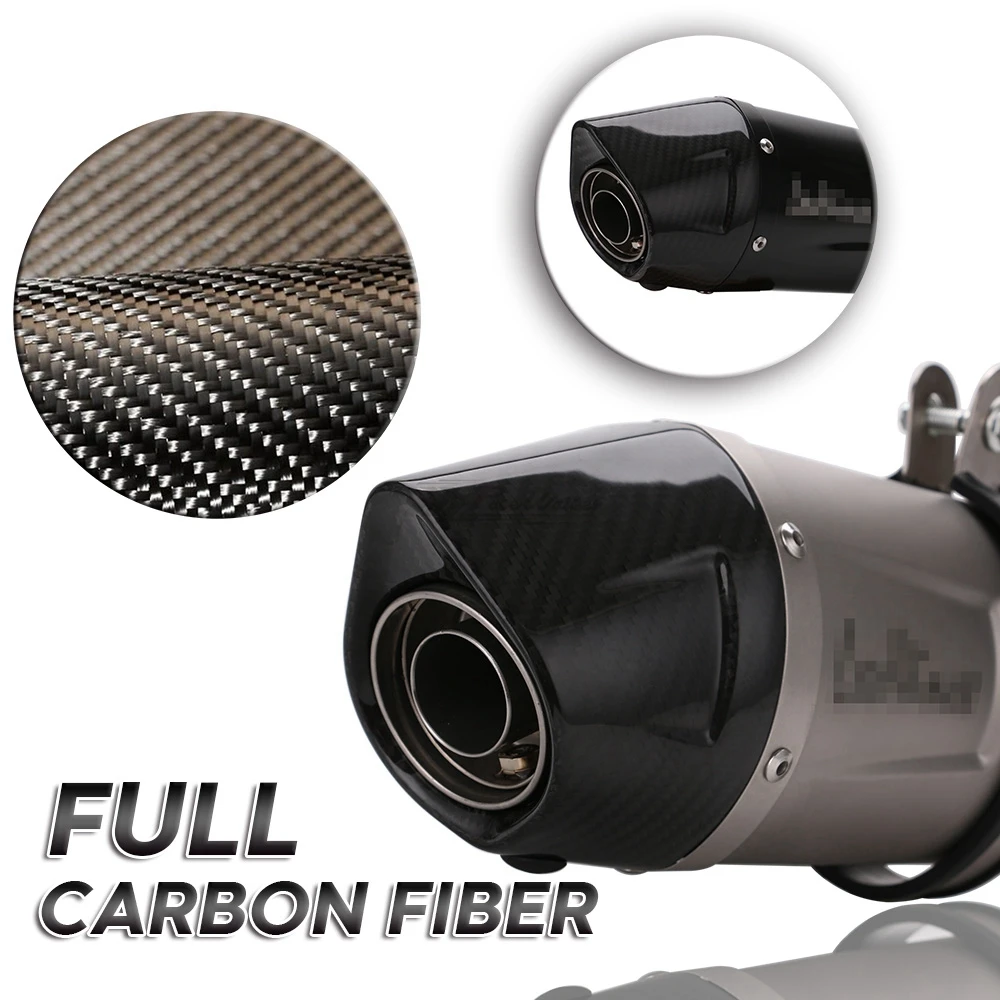 Universal 51mm True Carbon Fiber Motorcycle Exhaust Modified Muffler Pipe Scooter Pit Bike For Yamaha Kawasaki Ninja Suzuki | Автомобили и