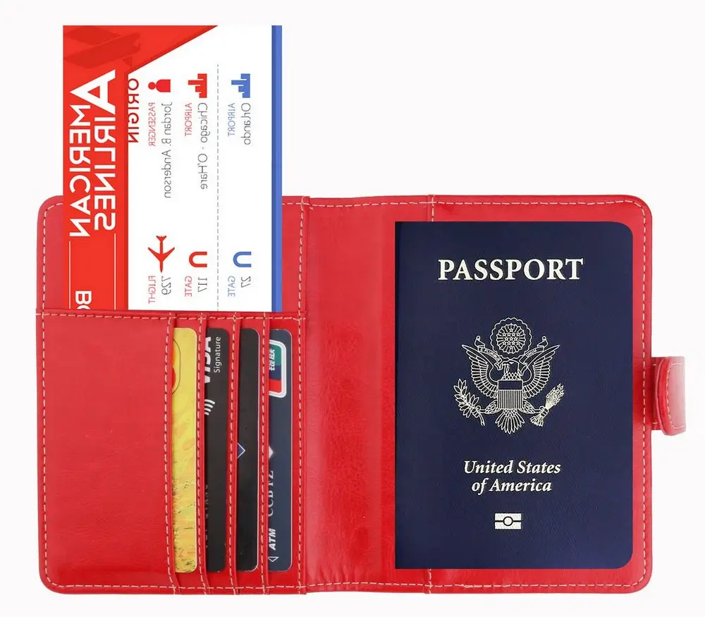 TOURSUIT путешествия RFID Блокировка кожа США Кредитная карта Паспорт обложка для паспорта для американских с магнитной кнопкой