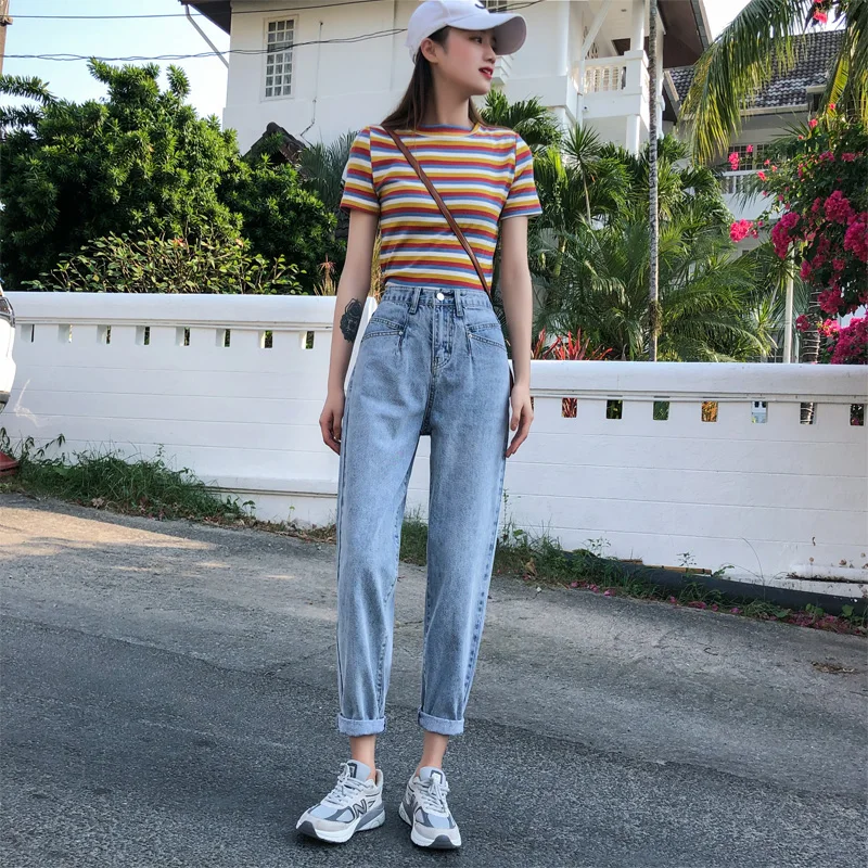 

Autumn new hk show thin jeans since loose waist straight canister joker torre radish haroun pants