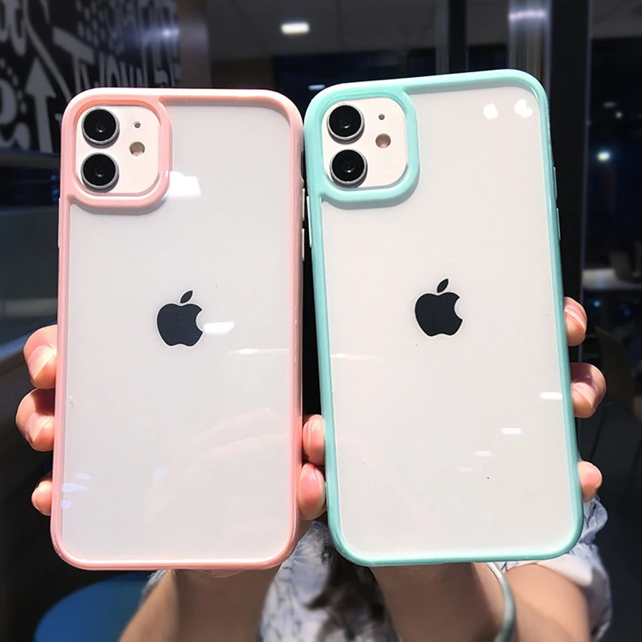 

Funda For iphone 12 pro Case Luxury Clear Candy Phone Bumper Coque For iphone 11 Case For Women Men X XS Max XR 6 8 7 Plus Cover