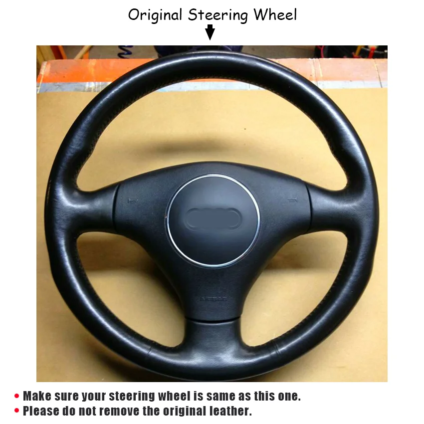 cardak black artificial leather car steering wheel cover for audi a4 b6 2002 a3 3 spoke 2000 2003 audi tt 1999 2005 free global shipping