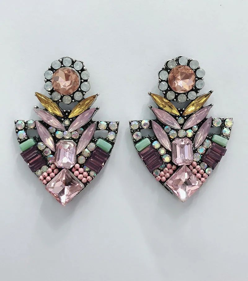 Желтый серьги с кисточками и кристаллами Стразы в Корейском стиле винтаж синий