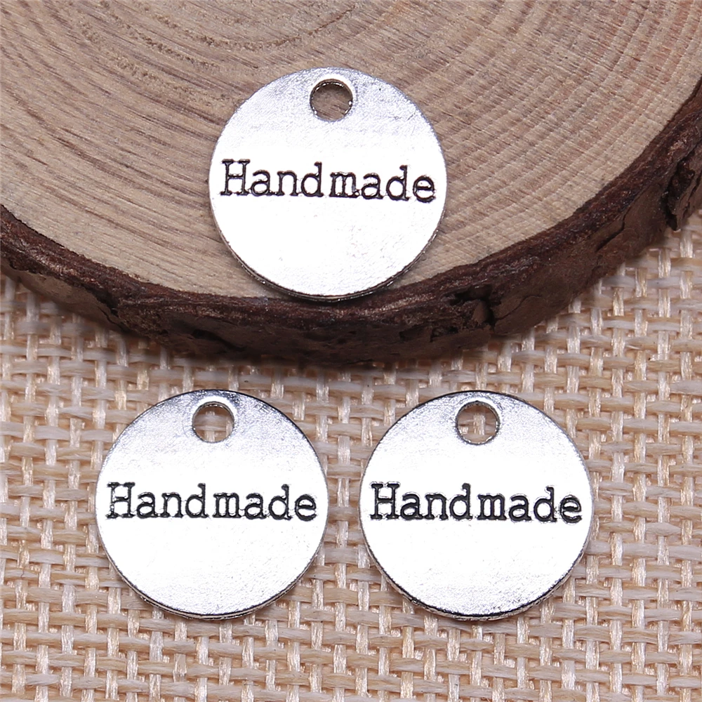 

WYSIWYG 20 штук 14x14 мм старинное серебро Цвет ручной работы Круглый тегов Подвески для самостоятельного изготовления ювелирных изделий