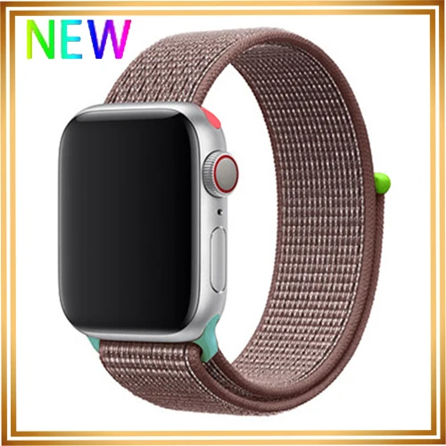 Нейлоновый ремешок для apple watch 5 4 полосным 44 мм/40 мм в едином положении во время занятий легкой атлетикой, apple watch 42mm 38 мм и нержавеющая сталь металлический корпус наручных часов iwatch серии 5/4/3/2 разноцветный коннектор ремешок для часов - Цвет ремешка: Smoke purple 10 hit