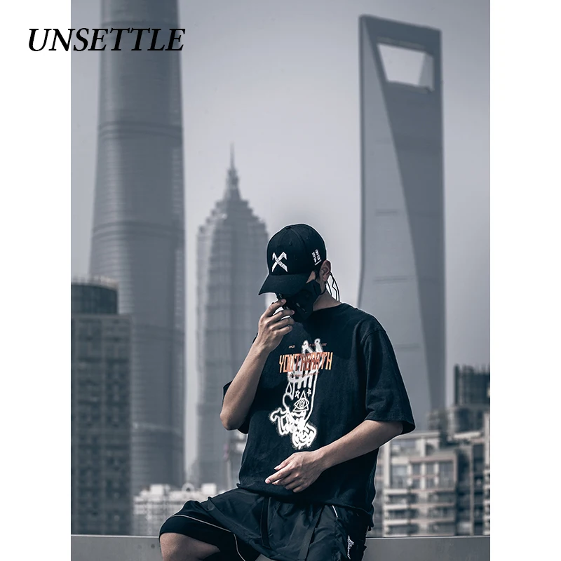 UNSETTLE 2020 Harajuku футболки летние мужские/женские хип-хоп Забавные с принтом Японская