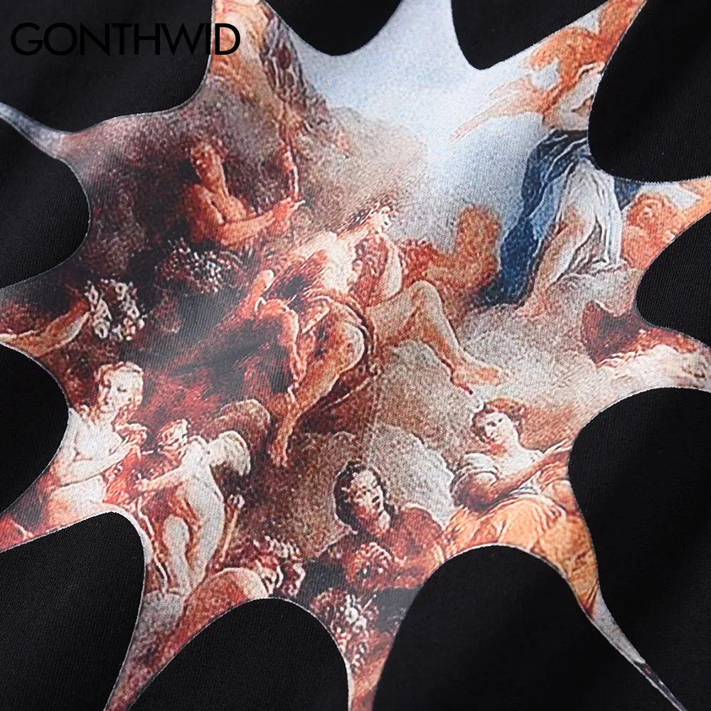 

GONTHWID Tees Shirts Harajuku Vintage Painting Print Tshirts Hip Hop Streetwear Summer Casual Loose Fashion Short Sleeve Tops