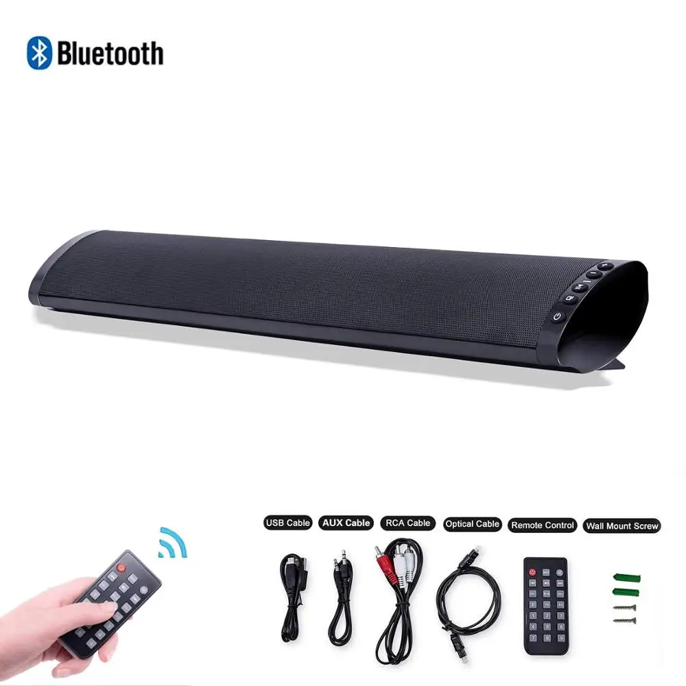 

Rsionch TV Sound Bar Speaker wireless Wired Digital Optical Audio AUX USB TF Card Input with Remote Bass Stereo Surround Voice
