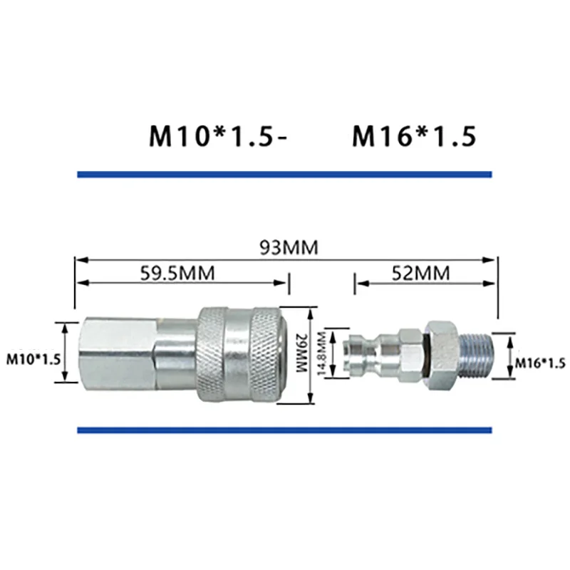 

Carbon steel Jack hydraulic quick connection high pressure 70MPa double closed ultra tubing couplings Male 10*1.5- Female16*1.5