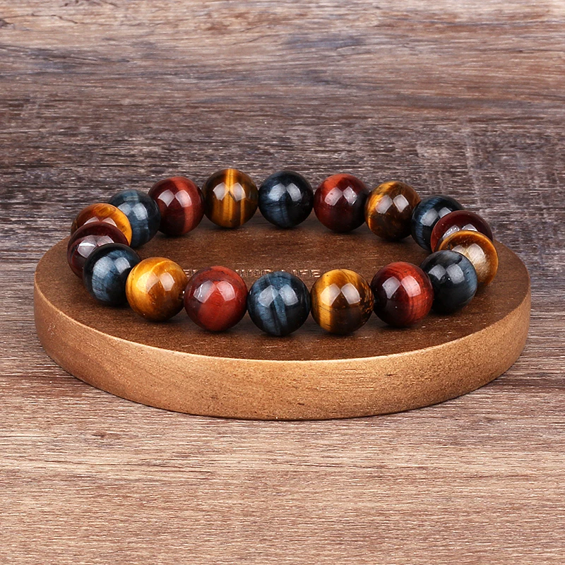 

Fashion 4/6/8/10/12mm colorful Tiger eyes Beads Bracelet Men Charm Natural Stone Braslet For Man Handmade Jewelry Gifts Pulseras