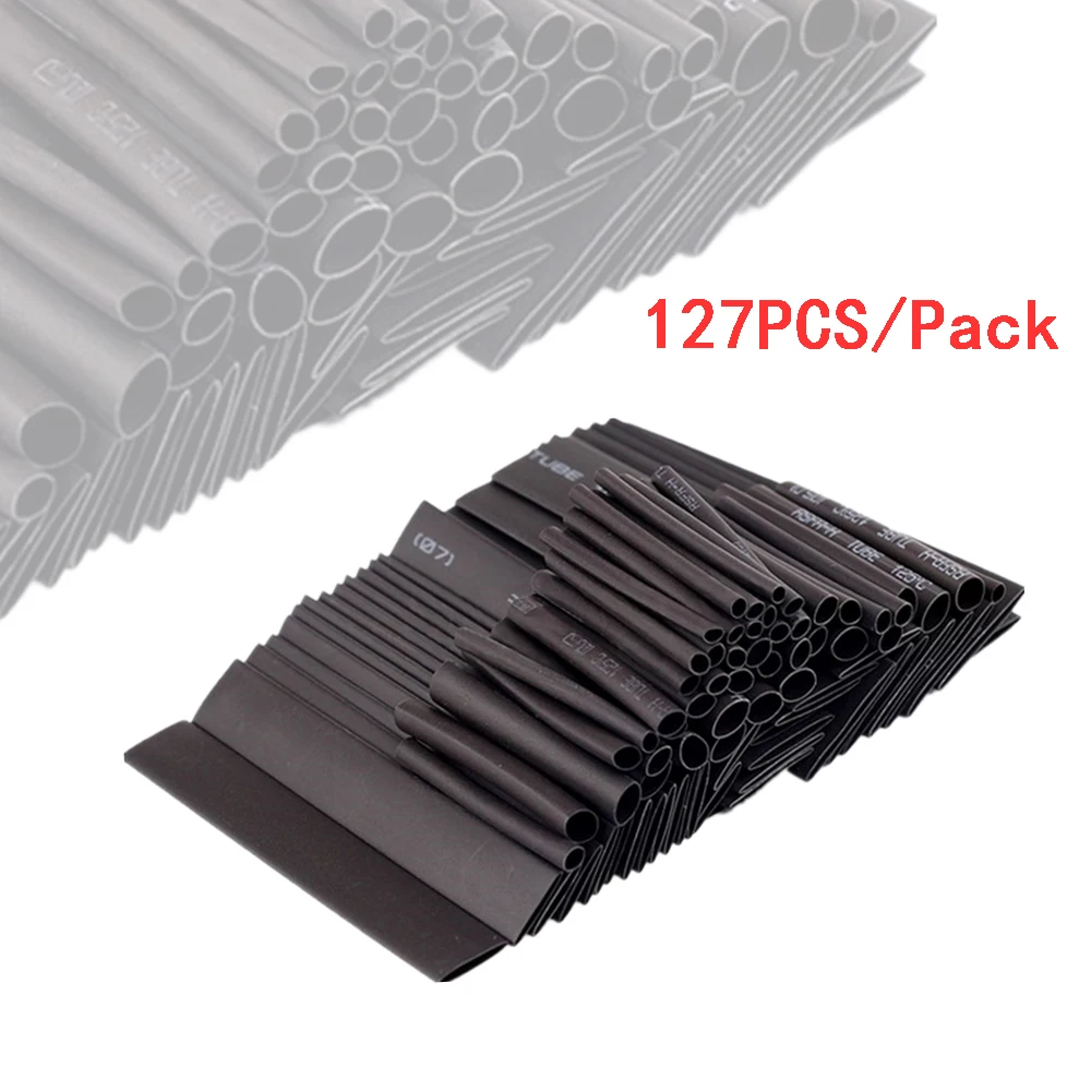 Термоусадочные трубки 127 шт./лот черные ассортимент автомобильных кабельных