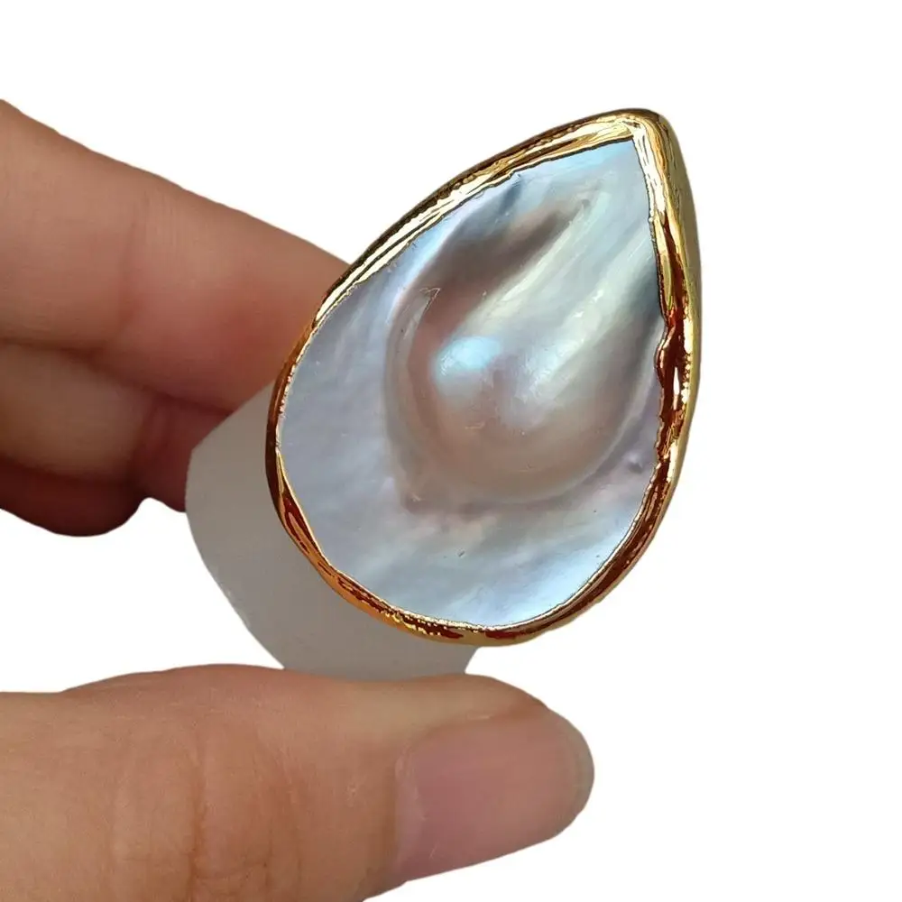 Y · YING регулируемое кольцо с натуральным жемчугом и Каплевидным покрытием белого