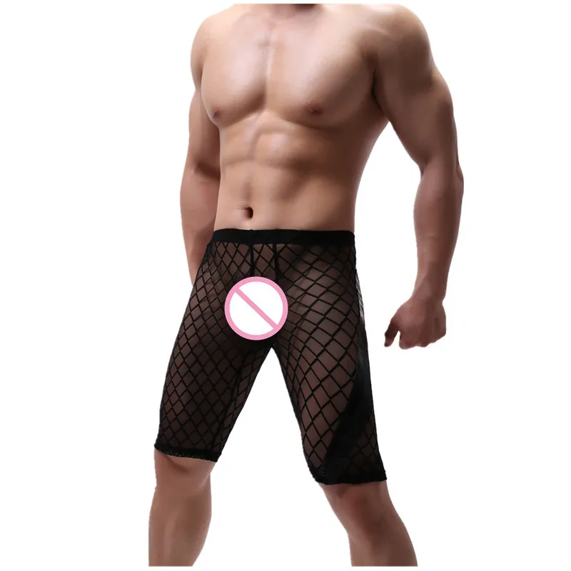 Бриджи мужские средней длины шорты-боксеры прозрачные штаны сексуальные