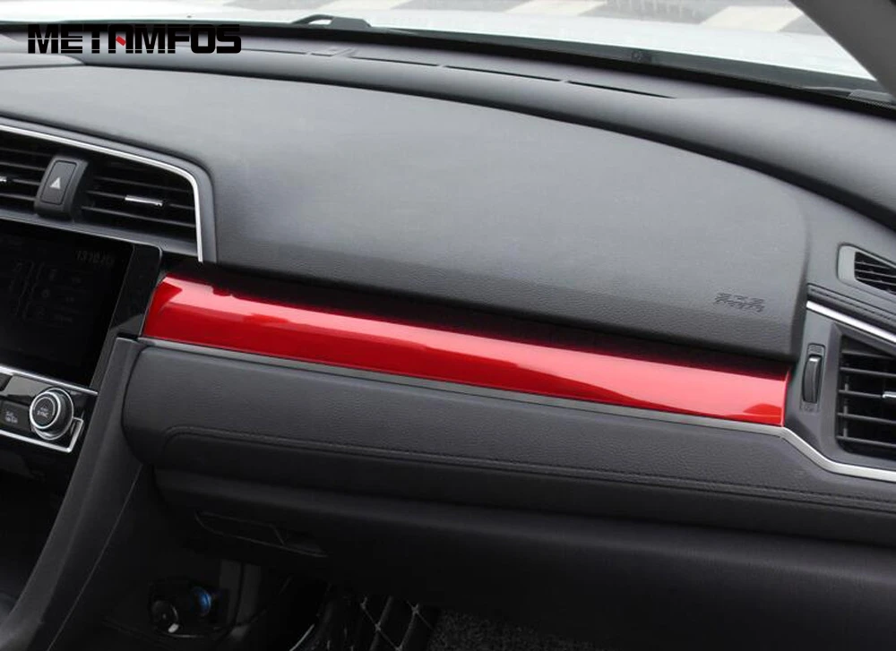 Для Honda Civic Sedan 2016-2018 2019 красная ABS пластиковая лента для управления центром