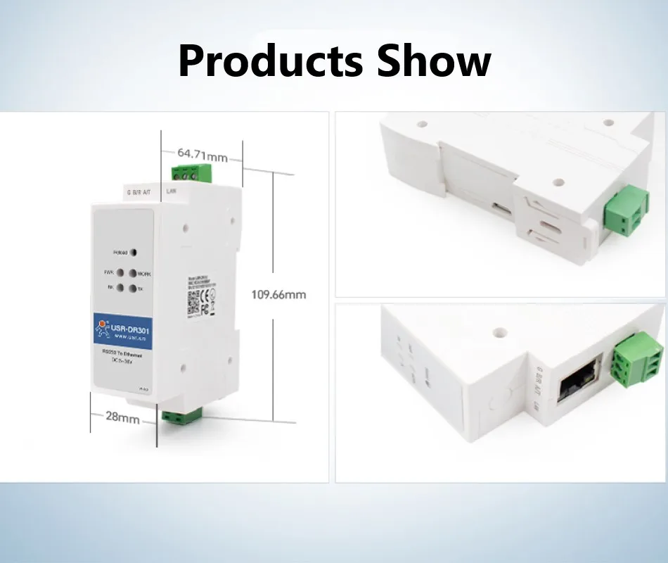 USR-DR301 DIN-рейка Modbus RS232 Последовательный порт в Ethernet Конвертер двунаправленная