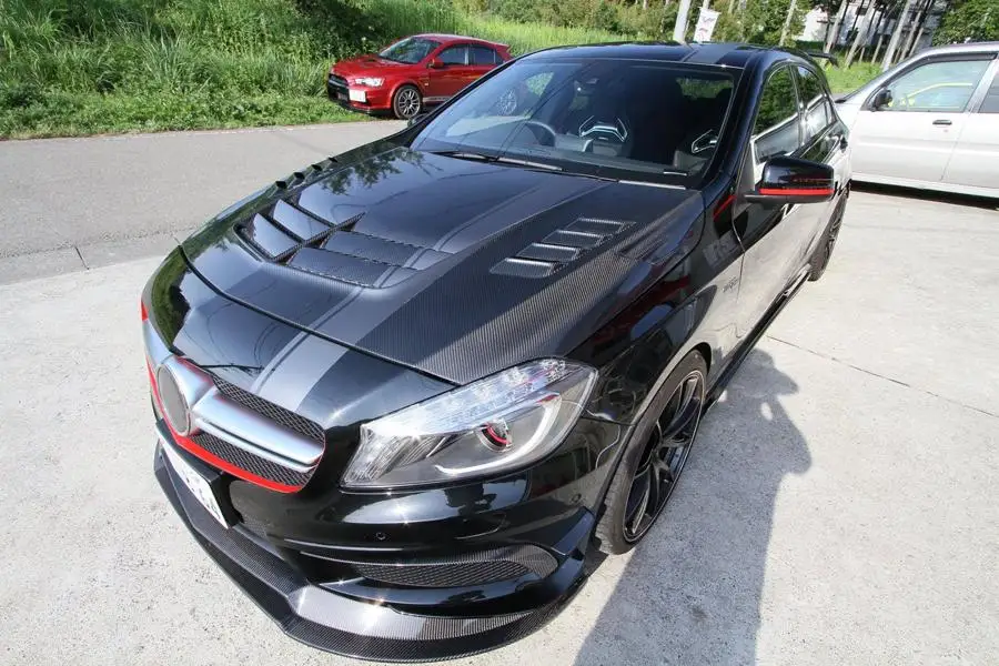 Двухуровневый передний бампер из углеродного волокна для Mercedes-Benz W176 A Class Sport A45 AMG