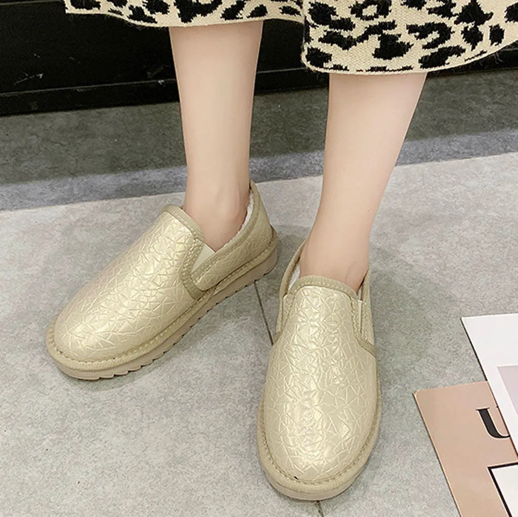 Shallow Plush Insole Snow Boot Women Short Tube Plus Velvet Thick Cotton Shoe Woman Flat-Bottomed Student Keep Warm Bread | Обувь