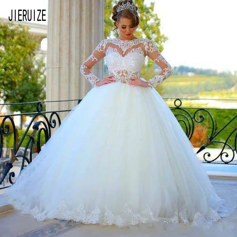 Женское бальное платье JIERUIZE свадебное с длинными рукавами и кружевной