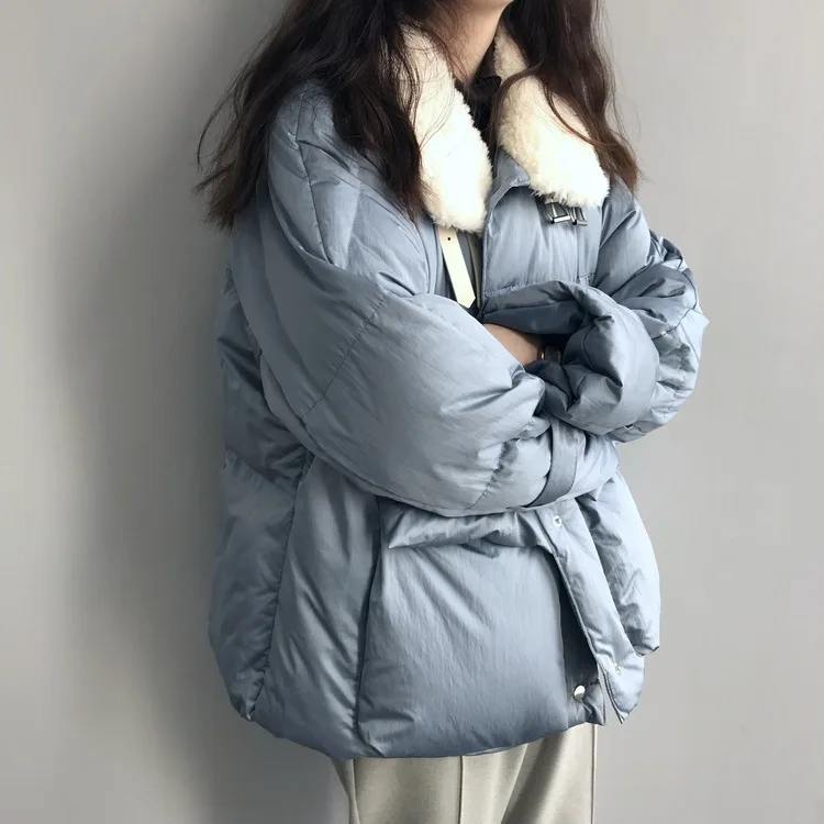 Winter New Thickened Solid Color Short ins Loose Bread Suit cotton-padded jacket Female