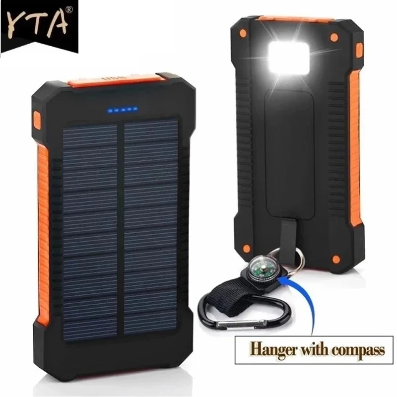 

30000mAh Solar Power Bank Waterproof 2 USB Ports External Charger Powerbank For Xiaomi Smartphone with LED Light Solar Charger