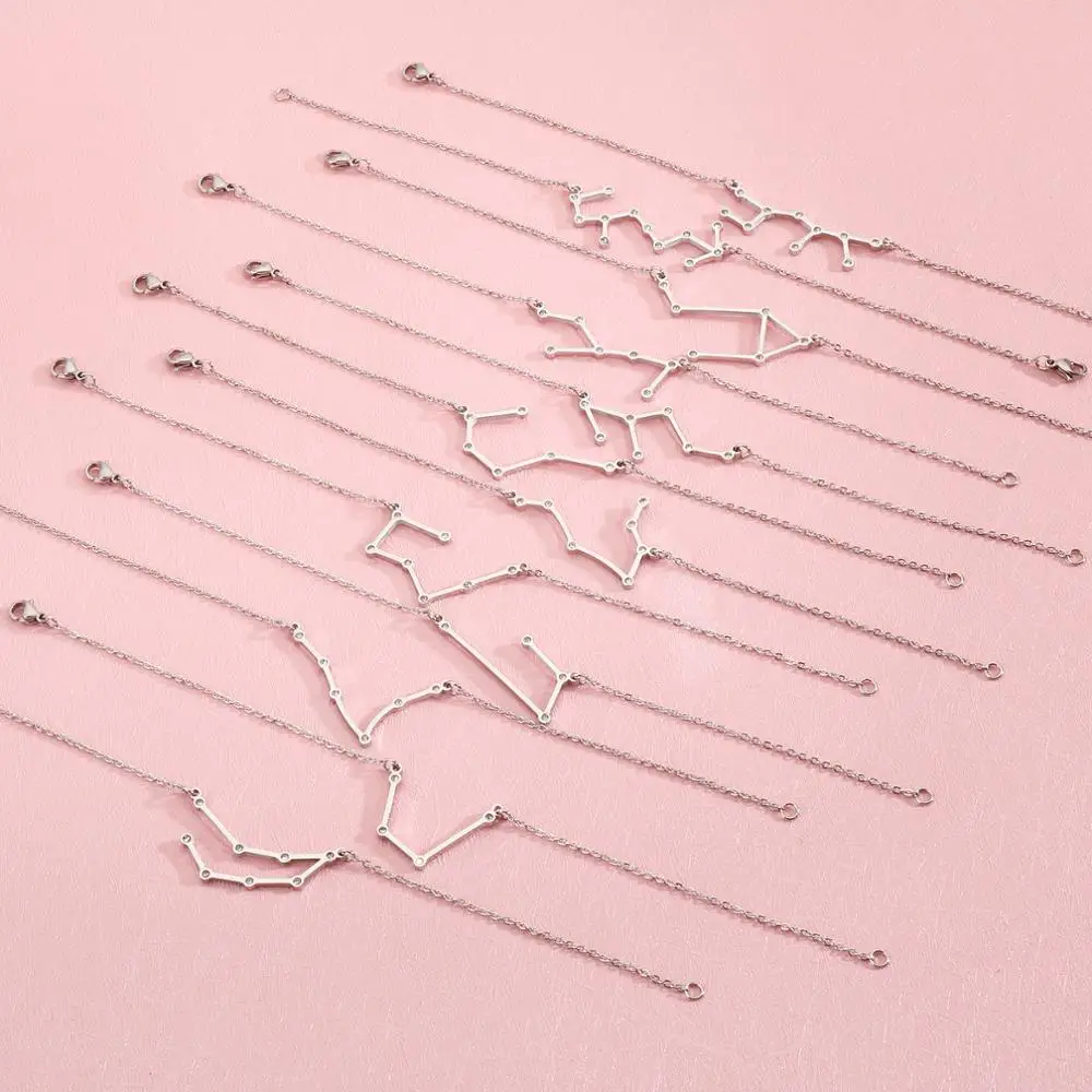 

Women Twelve Constellations Cubic Zirconia Bracelet Color Stainless Steel Aries Taurus Gemini Cancer Leo Virgo Bracelets