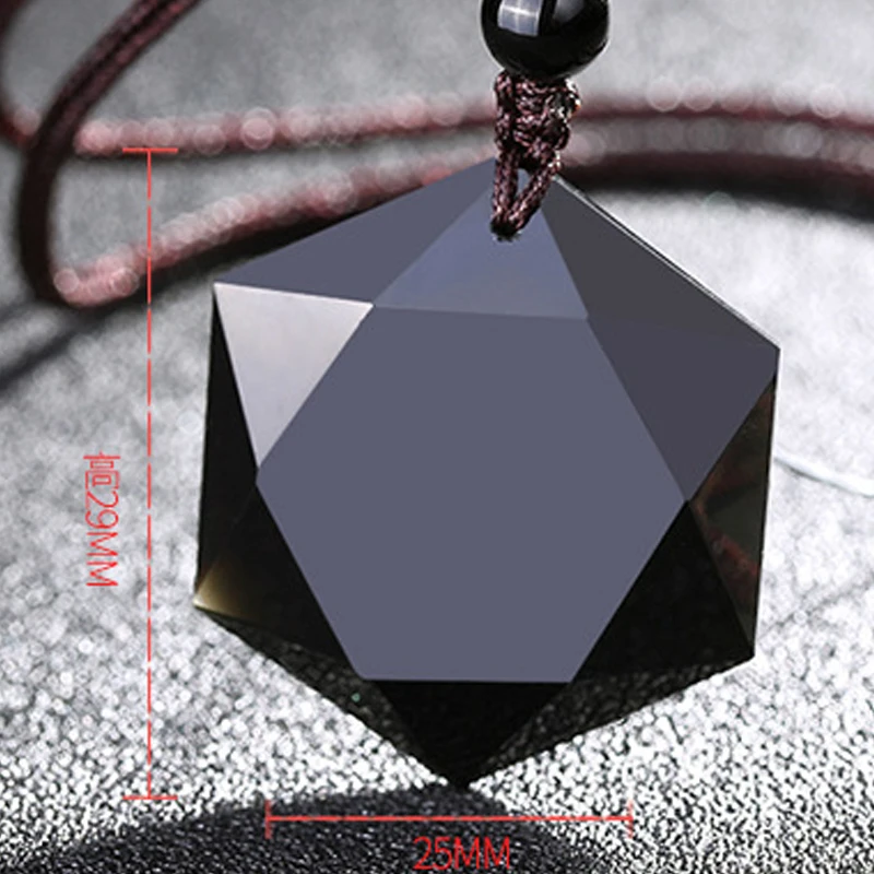 Черный обсидиан с шестью звездами счастливый амулет любовник натуральный камень