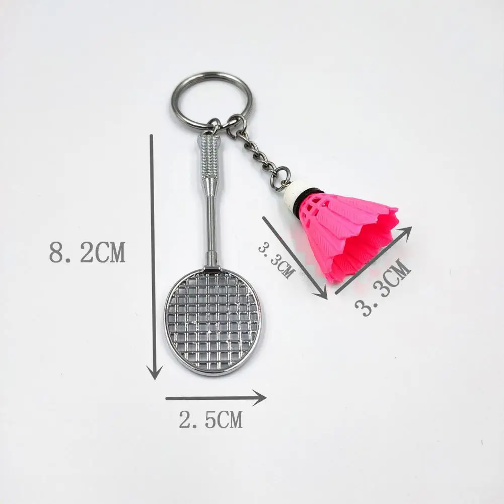 

2Pcs Key Rings Badminton Pendant Decorations Alloy badminton racket Three-dimensional Keychain for Shuttlecock Souvenir Prizes