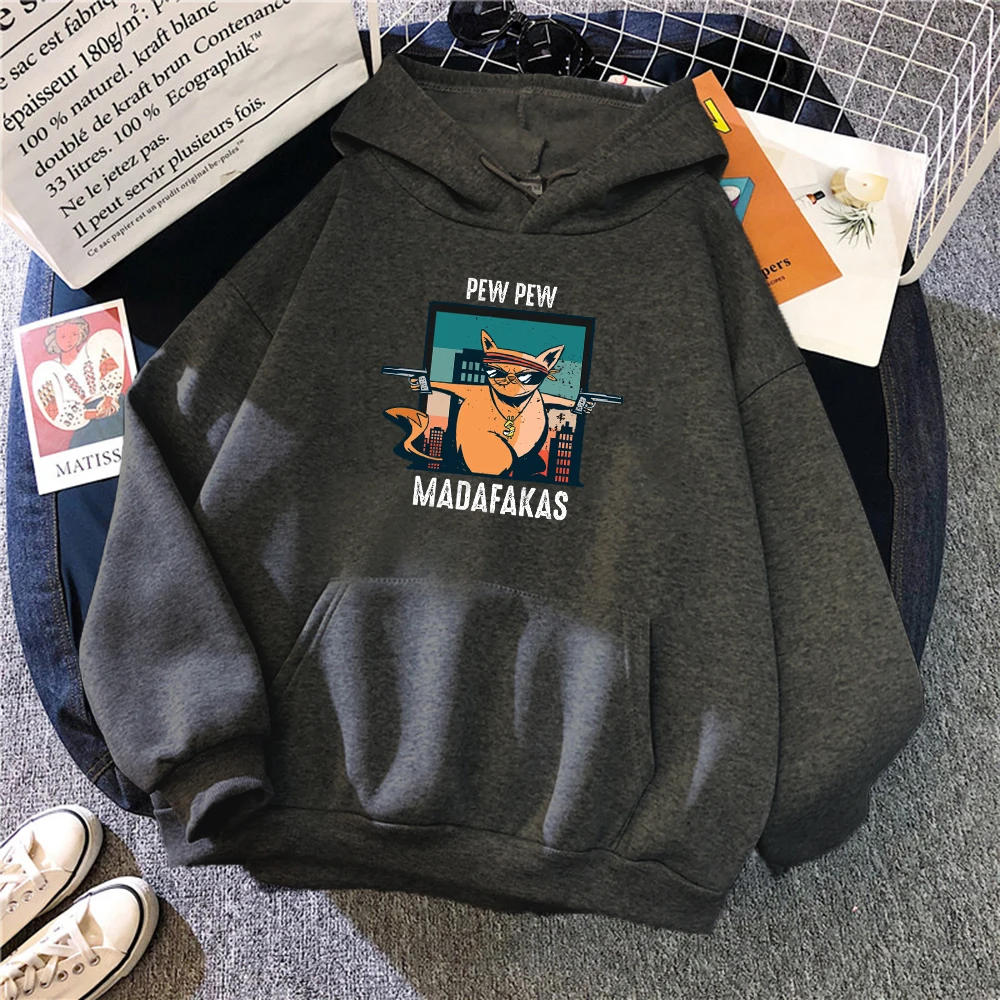 

Hot Sale Pewpew Madafakas Cartoon Spy Cat Print Men Hoody Fleece Autumn Sportwear Thick Winter Male Hooded Large Size Sweatshirt