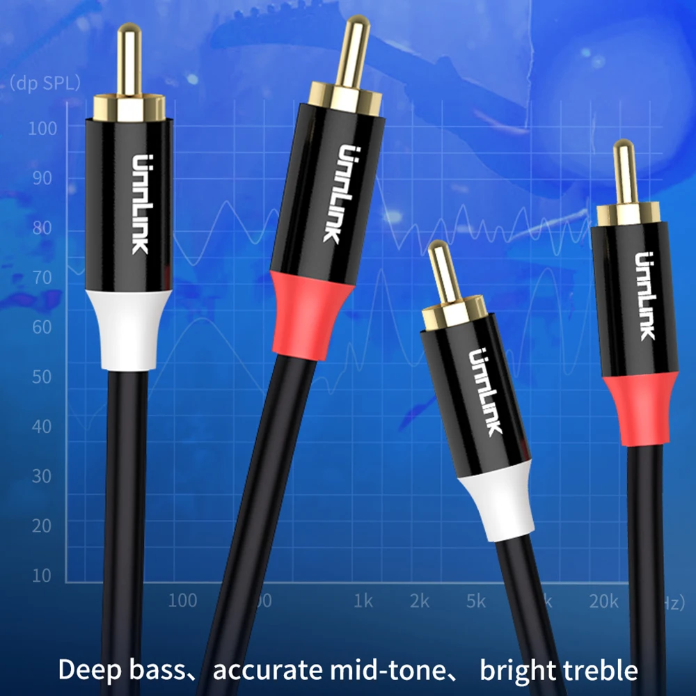 Аудио кабель Unnlink Hifi 2RCA к аудио OFC AV R/L для ТВ CD DVD подключение усилителю динамика 0 5