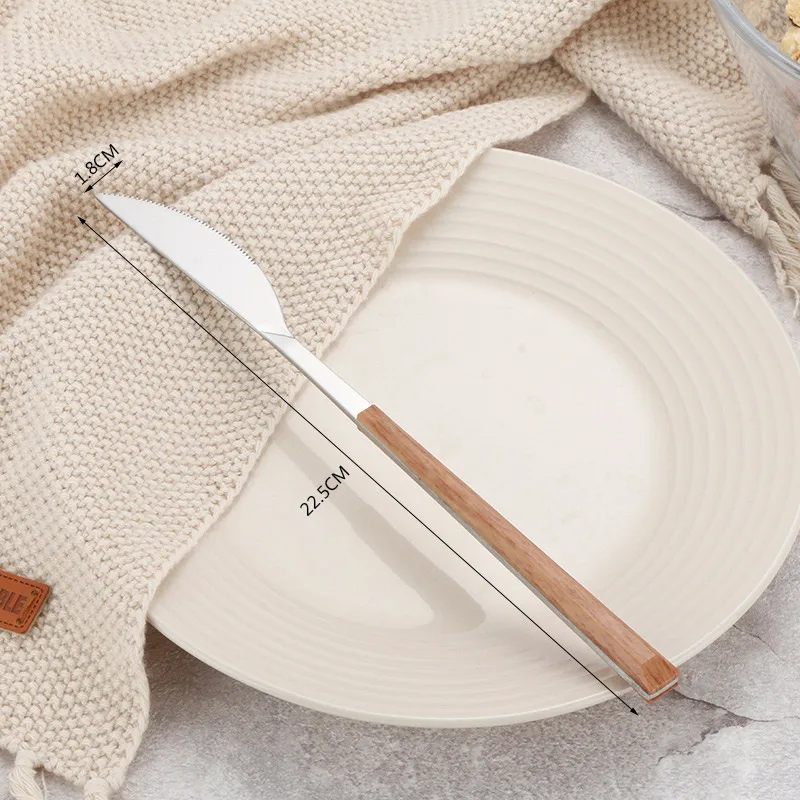 Dinnerr Knife 6 шт Высокое качество из нержавеющей стали с деревянной ручкой стейк Ножи вилка ложка Western Посуда Набор - Цвет: Dinnerr Knife