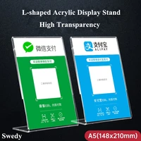 a6 100x150mm l shape tabletop clear acrylic sign holder stand menu paper price listing holder picture photo frame
