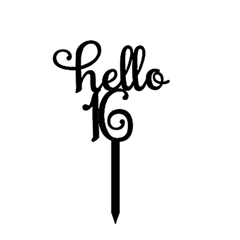 Новый черный Hello 16 18 21 30 40 ручной работы Топпер для торта С Днем Рождения юбилея