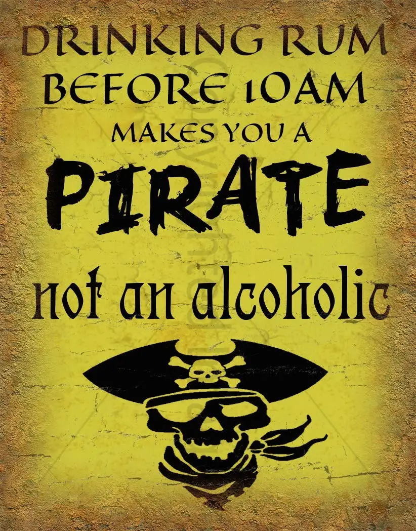 

New Vintage Metal Tin Sign Drinking Pirate Outdoor Street Garage & Home Bar Hotel Wall Decor Metal Plaque Signs 12X8Inch