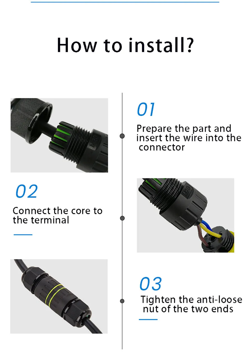 1 шт. M16 IP68 Кабельный соединитель 3pin 2pin 3,5-10,2 мм AC DC 450 в 15A электрические водонепроницаемые соединители герметичные Retardant распределительная коробка