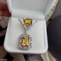 kjjeaxcmy fine jewelry 925 sterling silver gem natural citrine crystal woman girl lady female pendant necklace ring set
