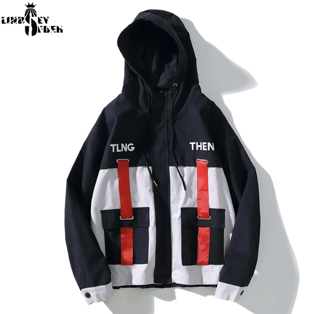 Мужская куртка с капюшоном ветровка цельный пуловер рукав дном и карманами