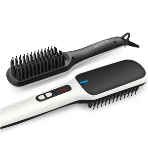 Быстро нагревающийся выпрямитель для волос PRITECH, Беспроводная электрическая расческа для выпрямления волос с ЖК-дисплеем, инструмент для укладки волос