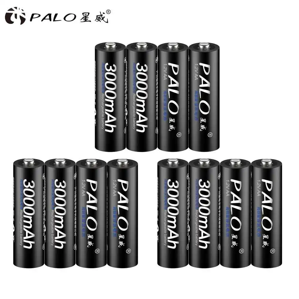 8x3000 6 шт.* PALO AA батарея Ni-MH 1,2 V 3000MAH AA перезаряжаемые батареи 2A Bateria Baterias с 1 батарейный чехол - Цвет: 8x3000