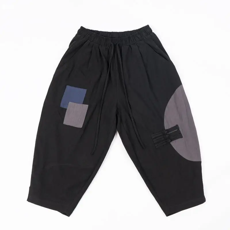 

Summer Men Harem Pants Chinese Style Mens Casual Pants Patchwork Cotton Linen Loose Sweatpants Male 2020 New Large Size M-5XL