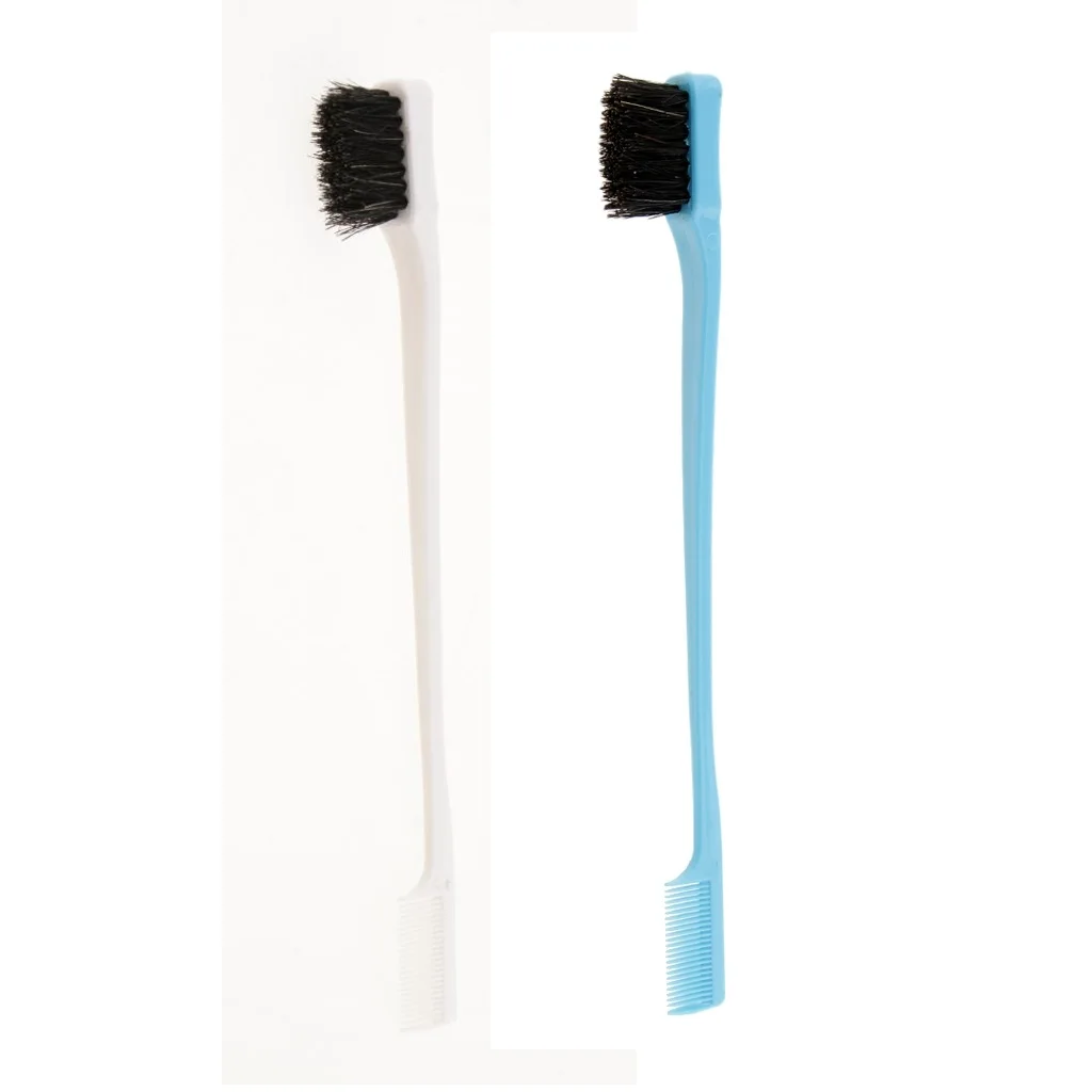 

2x 7 inches Smooth Gentle Hair Gel Edge Control Natural Look Polish Hair Tool Dual Ended Hair Comb Brush