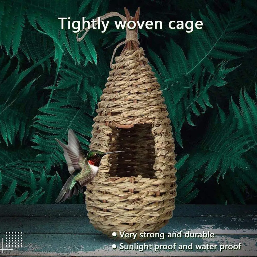 

Birds Nest Bird Cage Natural Grass Egg Cage Bird House Outdoor Decorative Weaved Hanging Parrot Nest Houses Pet Bedroom