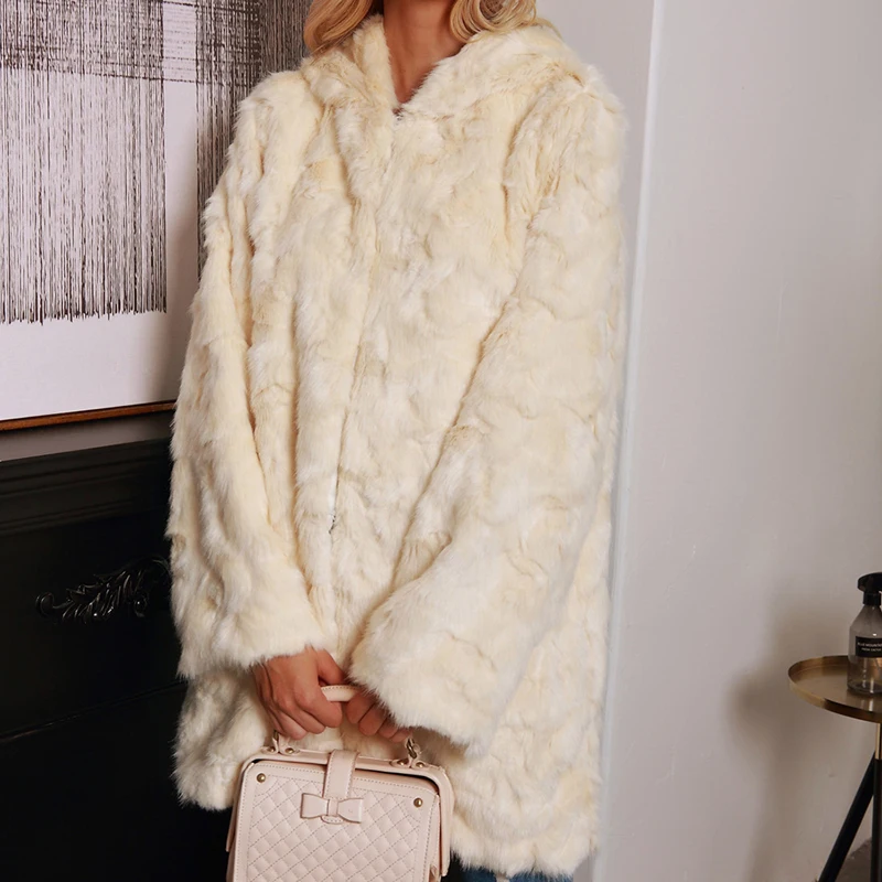 Модные милые зимние теплые женские кардиганы с капюшоном пальто из