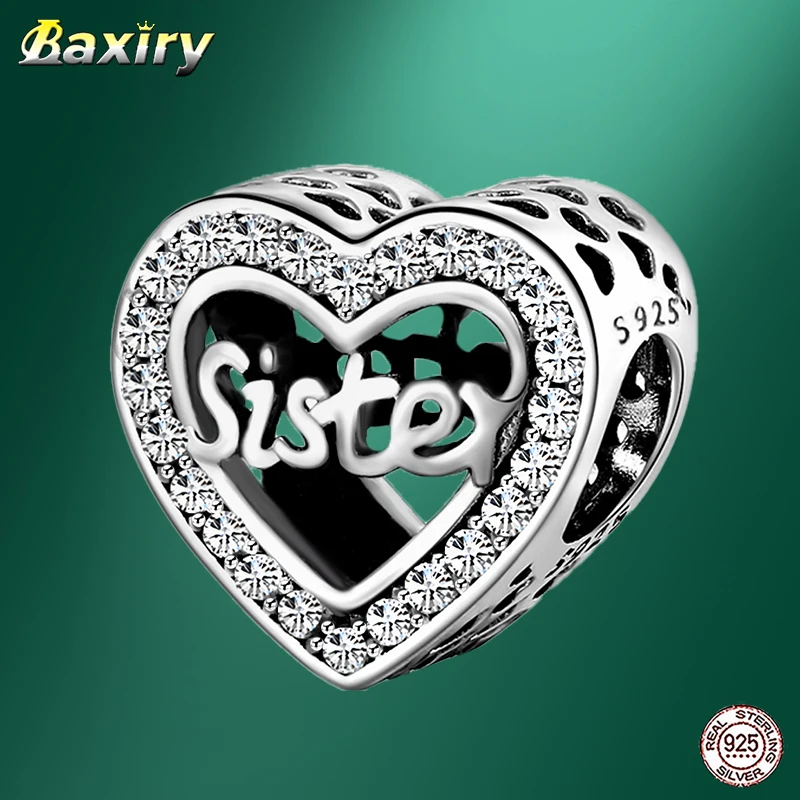 

Heart Shape Charm Beads Fit Charms Silver 925 Original Bracelet Sister Bead For Women Jewelry DIY Making 2020 New Style
