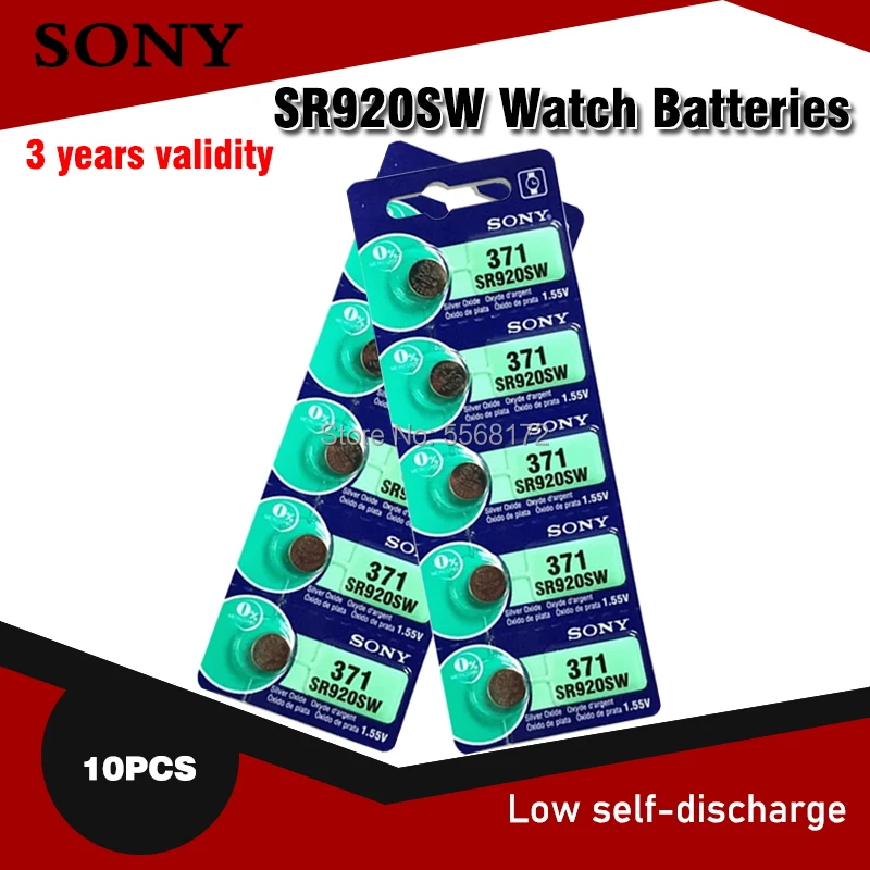 

10pc Sony 100% Original AG6 371 SR920SW 920 1.55V Watch Battery CX69 S21 605 SR920SW 371 Button Coin Cell MADE IN JAPAN